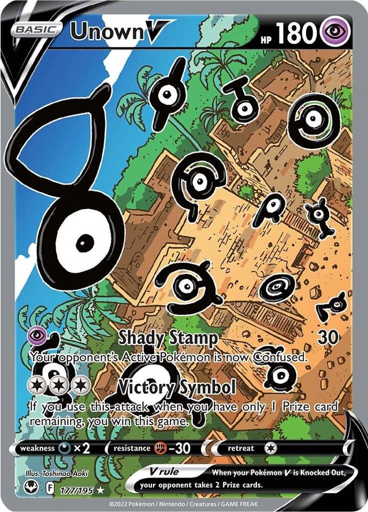 Unown V 177/195 Holofoil, Silver Tempest Pokémon card