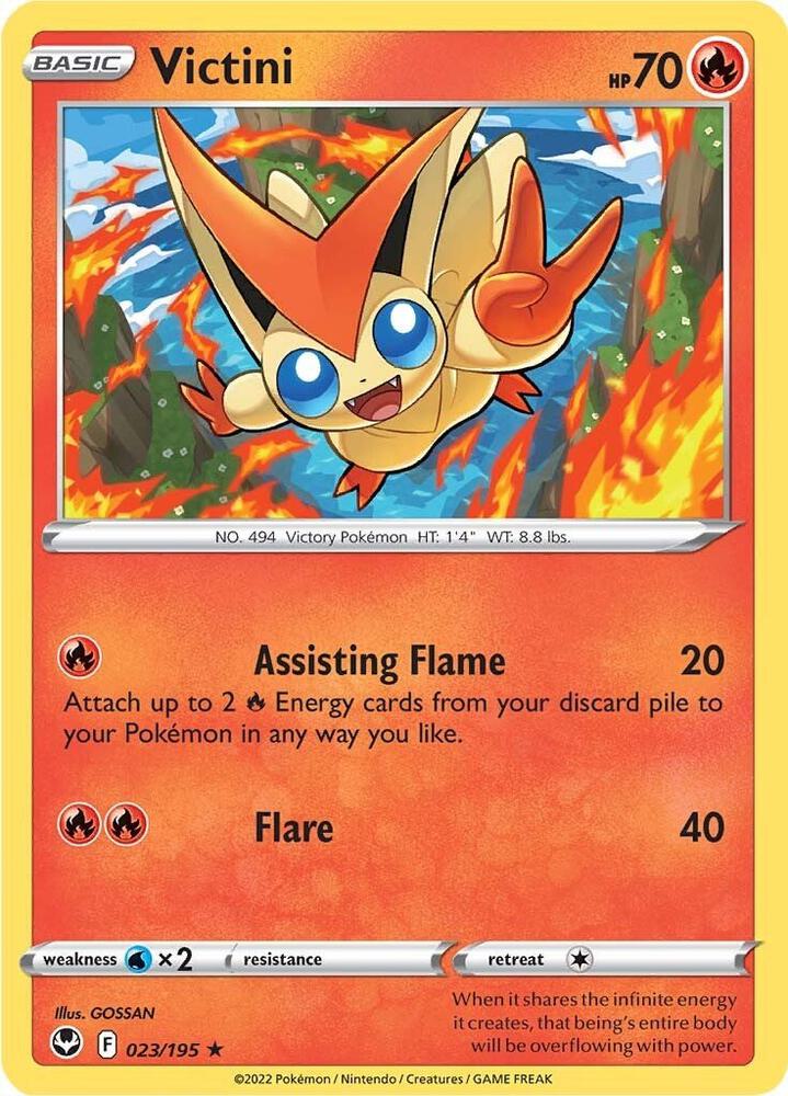 Pokemon - Silver Tempest - Victini - 023/195 - Reverse Holofoil