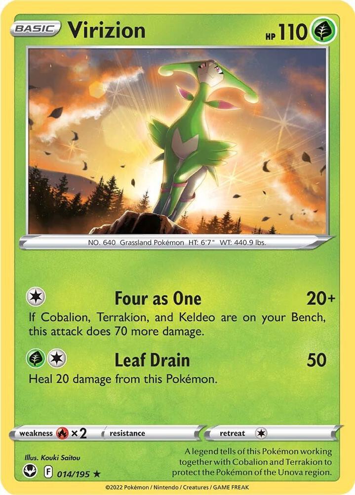 Virizion 014/195 Reverse Holofoil — Silver Tempest Pokémon card