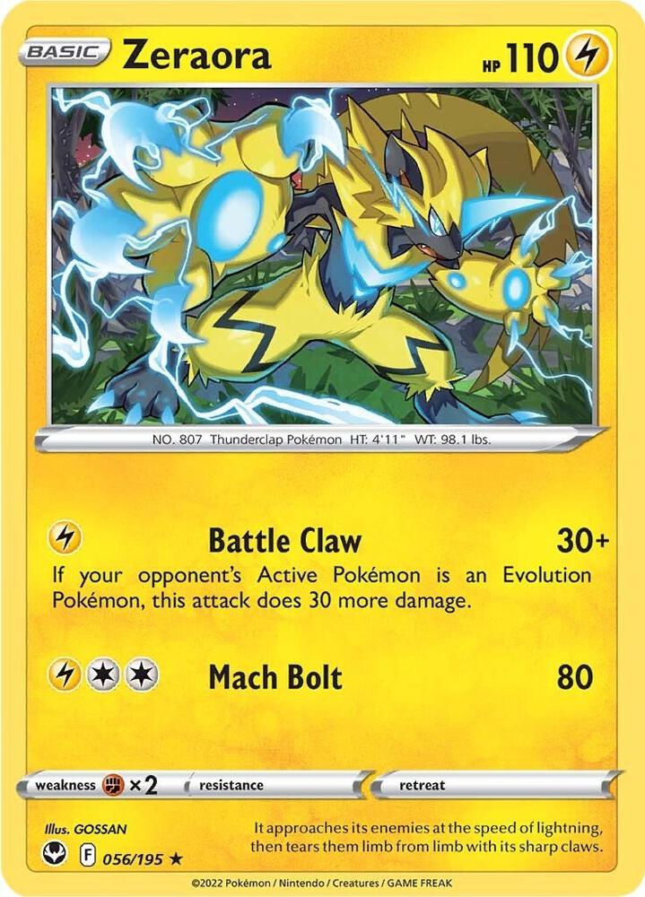 Pokemon - Silver Tempest - Zeraora - 056/195 - Reverse Holofoil