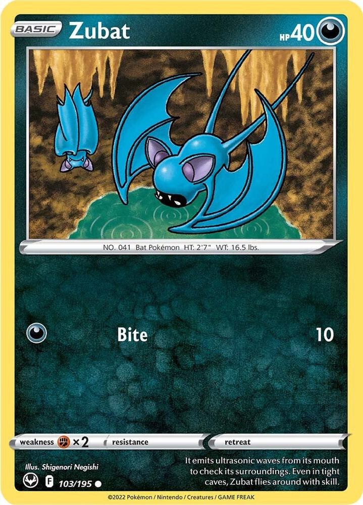 Zubat 103/195 Reverse Holofoil — Silver Tempest Pokémon card