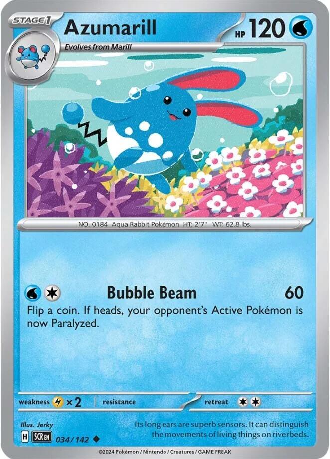 Pokemon - Stellar Crown - Azumarill - 034/142 - Reverse Holofoil
