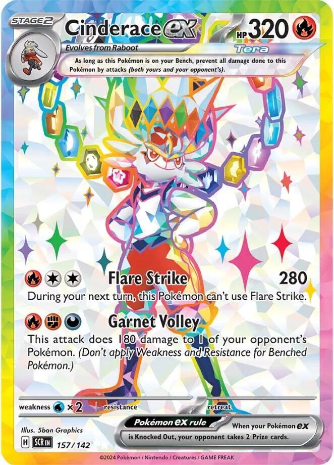 Cinderace ex 157/142 Holofoil — Stellar Crown Pokémon card