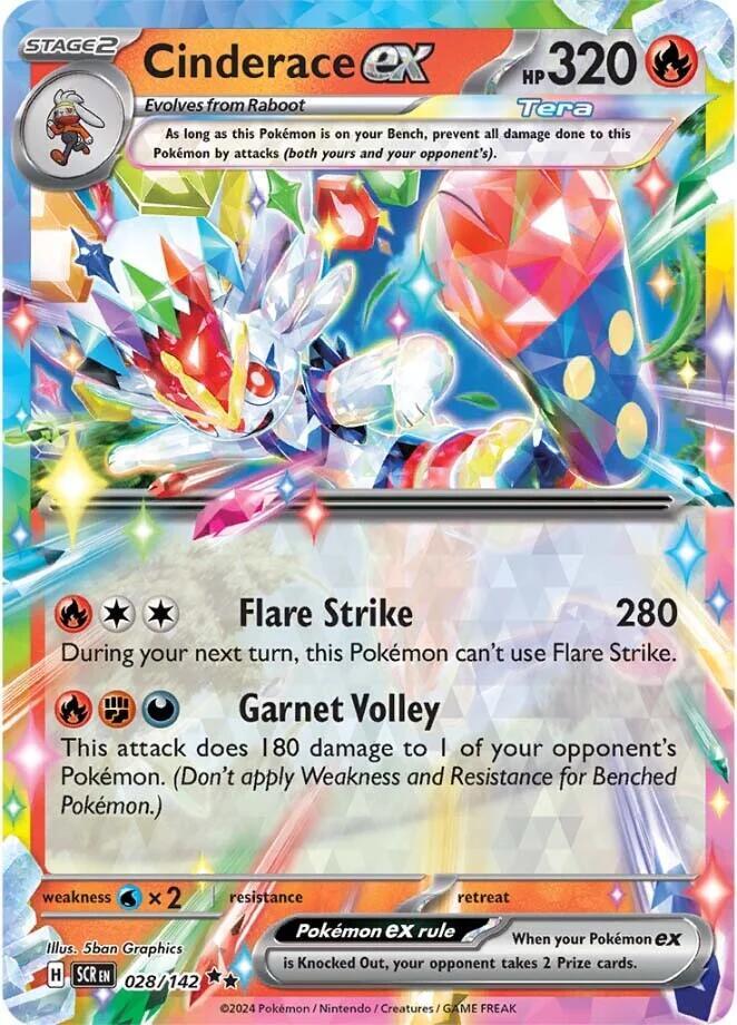 Cinderace ex 028/142 Holofoil — Stellar Crown Pokémon card