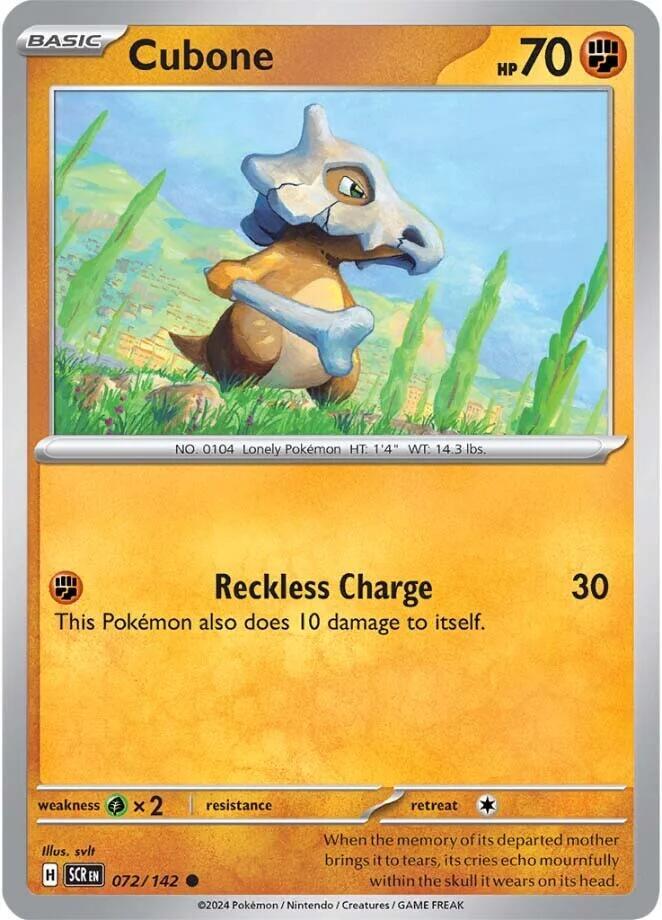 Cubone 072/142 — Stellar Crown Pokémon card
