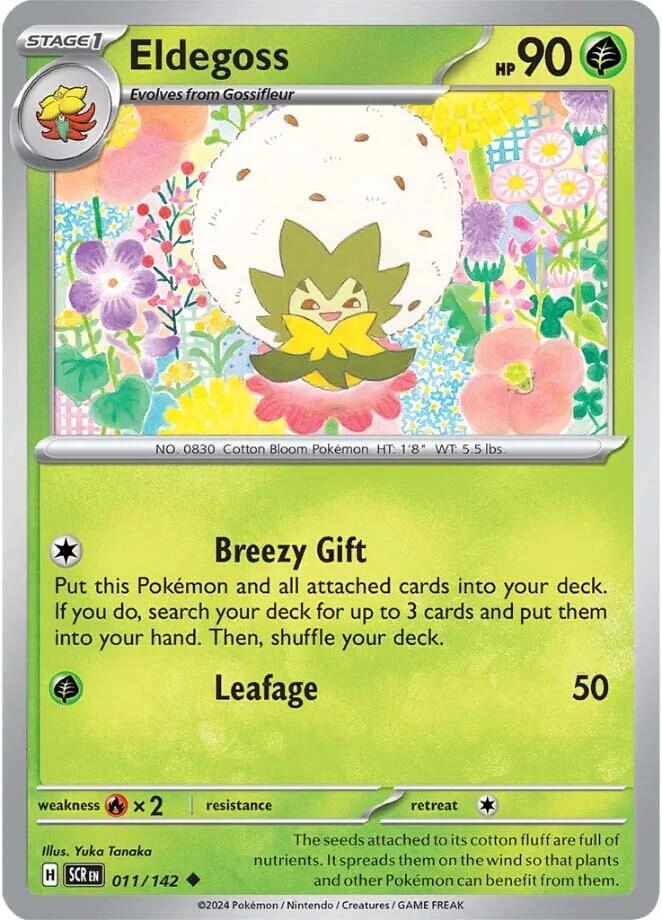 Eldegoss 011/142 Reverse Holofoil — Stellar Crown Pokémon card