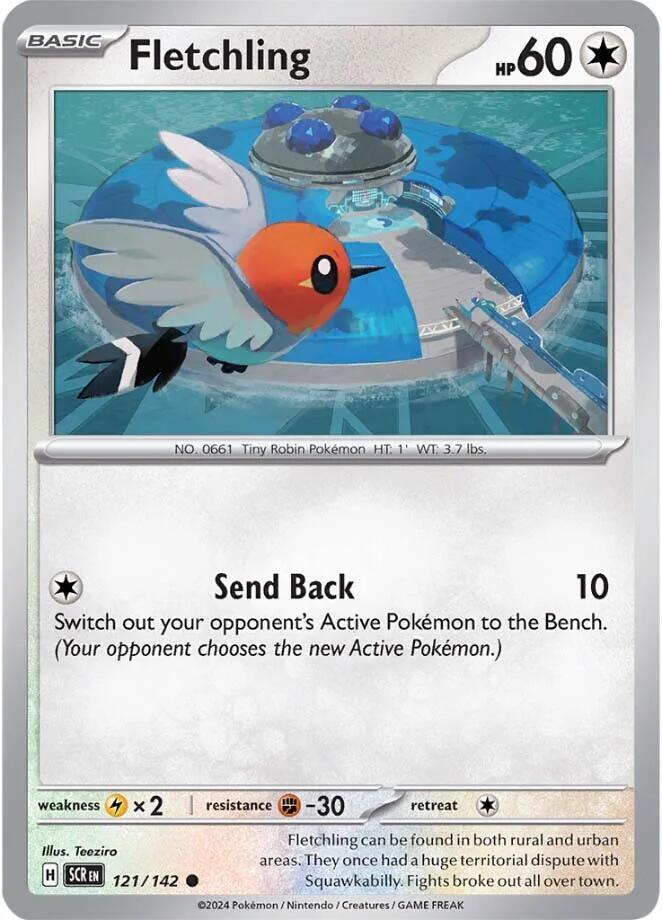 Fletchling 121/142 — Stellar Crown Pokémon card