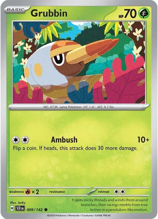 Grubbin 009/142 Reverse Holofoil — Stellar Crown Pokémon card