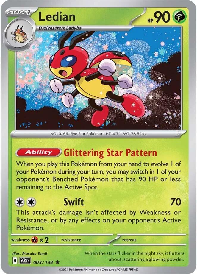 Ledian 003/142 Holofoil — Stellar Crown Pokémon card