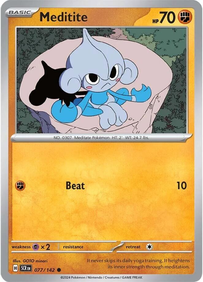 Meditite 077/142 — Stellar Crown Pokémon card
