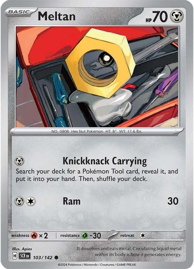 Meltan 103/142 Reverse Holofoil — Stellar Crown Pokémon card
