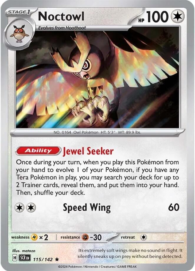 Pokemon - Stellar Crown - Noctowl - 115/142 - Holofoil