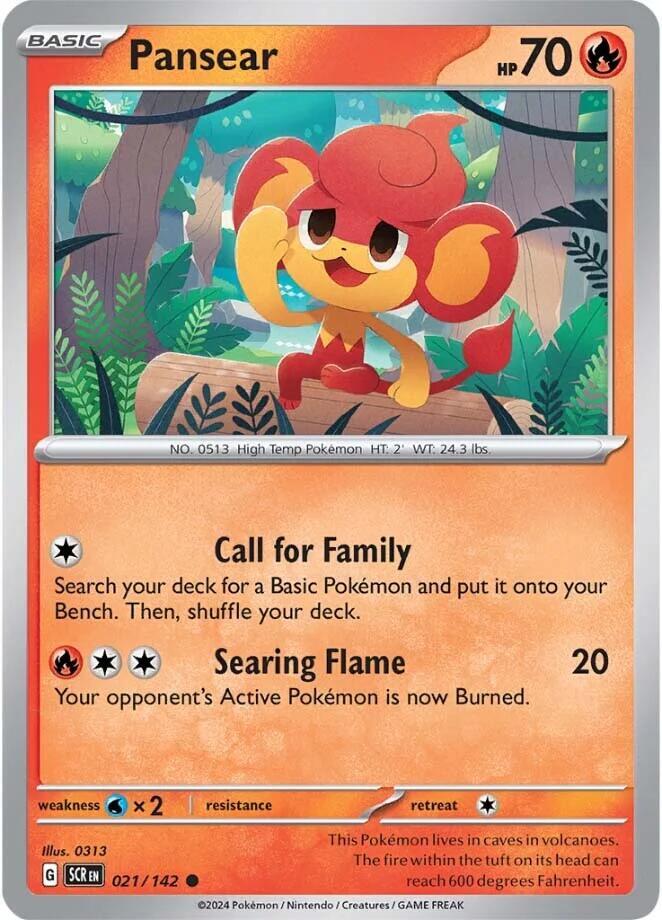 Pansear 021/142 Reverse Holofoil — Stellar Crown Pokémon card