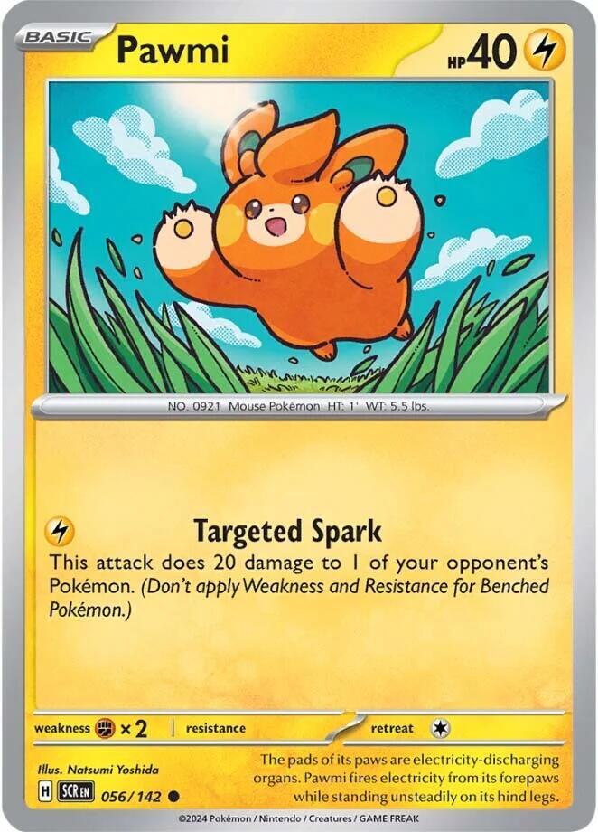 Pawmi 056/142 Reverse Holofoil — Stellar Crown Pokémon card
