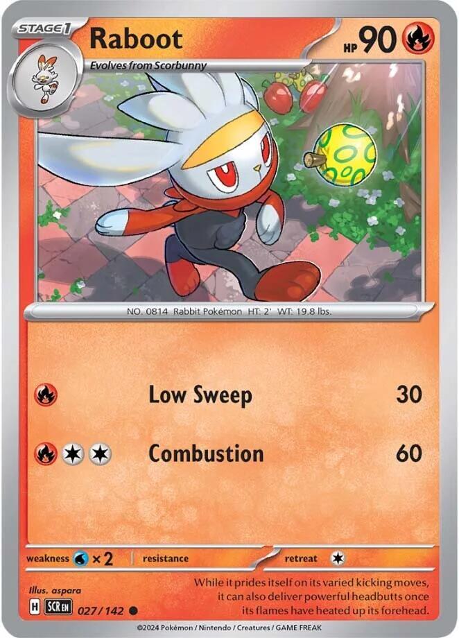 Pokemon - Stellar Crown - Raboot - 027/142 - Reverse Holofoil