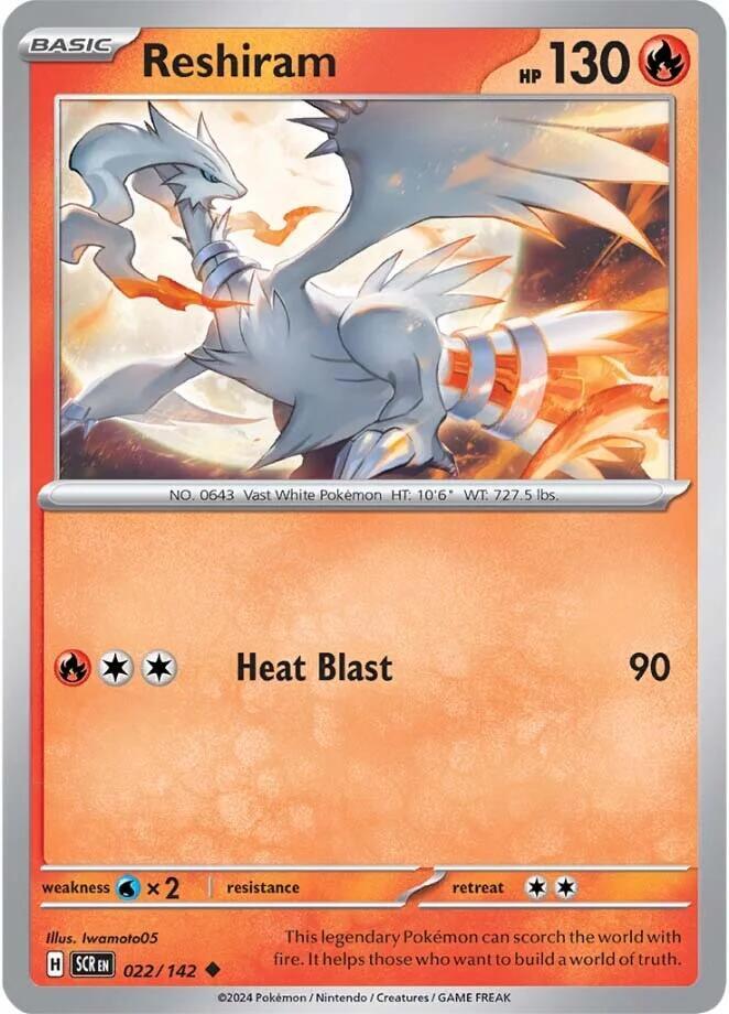 Reshiram 022/142 Reverse Holofoil — Stellar Crown Pokémon card