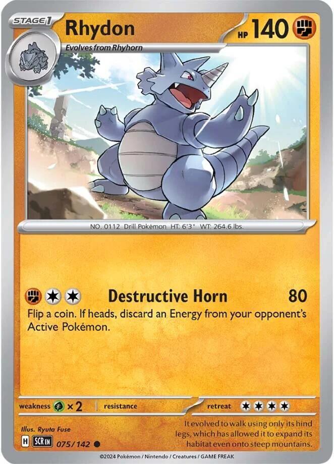 Rhydon 075/142 Reverse Holofoil — Stellar Crown Pokémon card