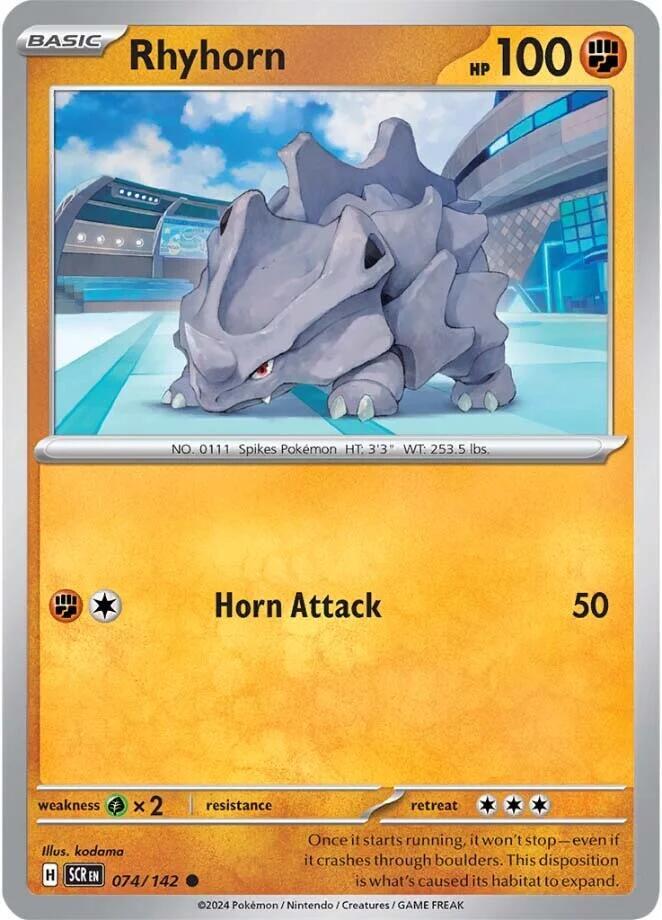 Rhyhorn 074/142 Reverse Holofoil — Stellar Crown Pokémon card