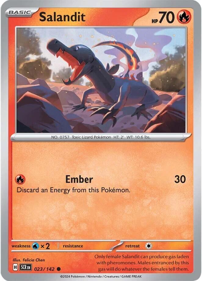 Salandit 023/142 Reverse Holofoil — Stellar Crown Pokémon card
