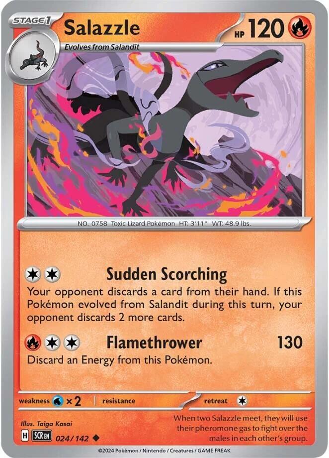 Pokemon - Stellar Crown - Salazzle - 024/142 - Reverse Holofoil