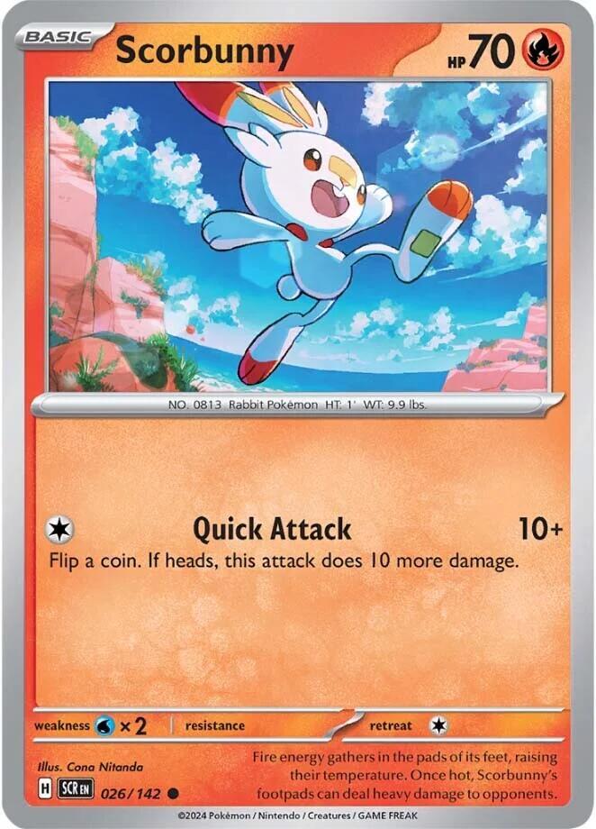 Scorbunny 026/142 — Stellar Crown Pokémon card