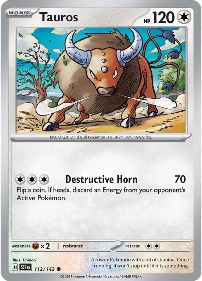 Tauros 112/142 Reverse Holofoil — Stellar Crown Pokémon card