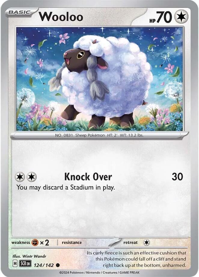 Wooloo 124/142 Reverse Holofoil — Stellar Crown Pokémon card