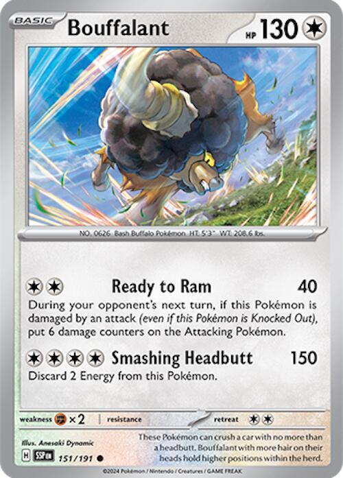 Pokemon - Surging Sparks - Bouffalant - 151/191 - Reverse Holofoil