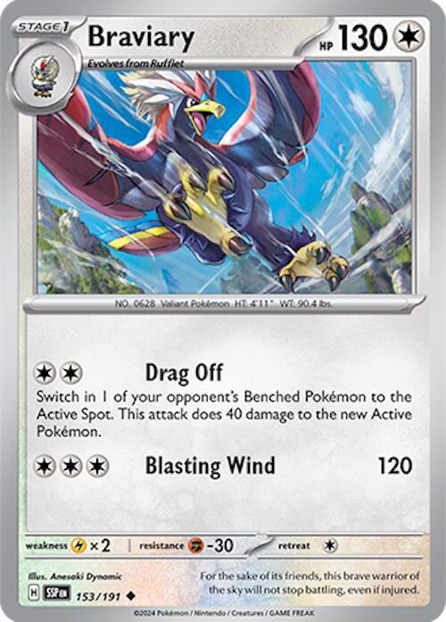 Pokemon - Surging Sparks - Braviary - 153/191 - Reverse Holofoil