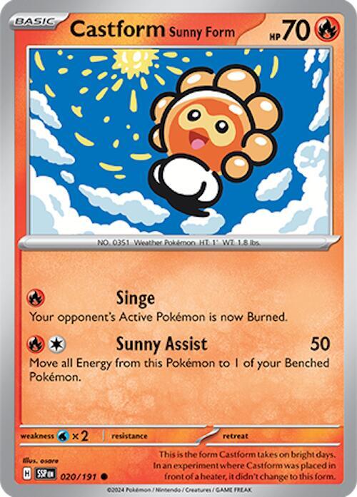 Castform Sunny Form 020/191 Reverse Holofoil — Surging Sparks Pokémon card