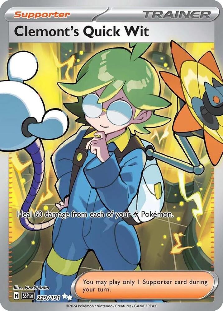 Clemont's Quick Wit 229/191 Holofoil — Surging Sparks Pokémon card
