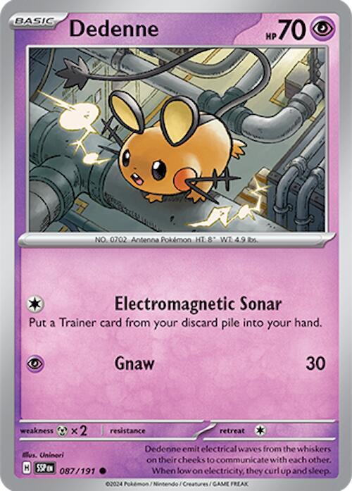 Dedenne 087/191 Reverse Holofoil — Surging Sparks Pokémon card