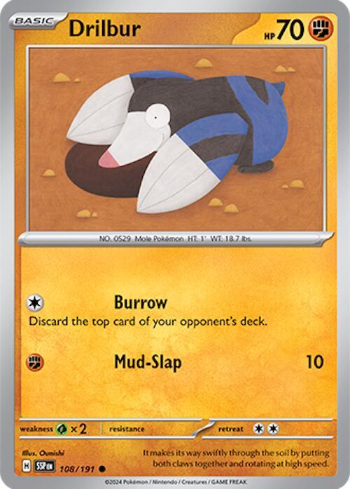 Drilbur 108/191 Reverse Holofoil — Surging Sparks Pokémon card