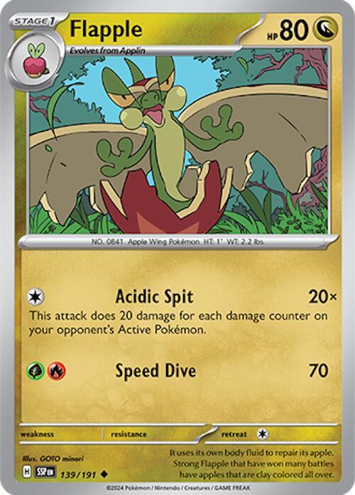 Flapple 139/191 Reverse Holofoil — Surging Sparks Pokémon card