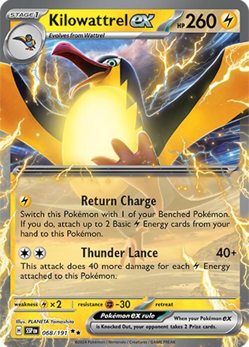 Kilowattrel ex 068/191 Holofoil — Surging Sparks Pokémon card