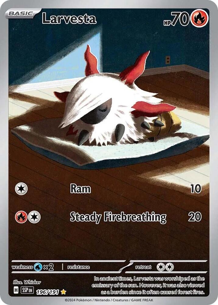 Larvesta 196/191 Holofoil — Surging Sparks Pokémon card