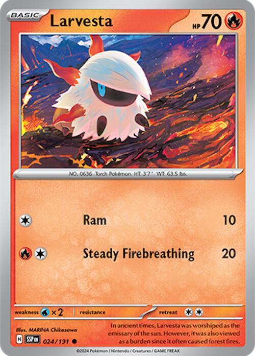 Pokemon - Surging Sparks - Larvesta - 024/191 - Reverse Holofoil