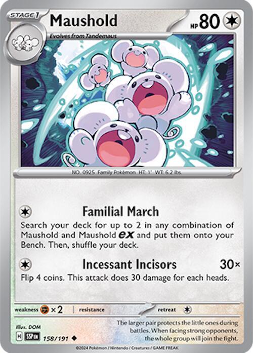 Pokemon - Surging Sparks - Maushold - 158/191 - Reverse Holofoil