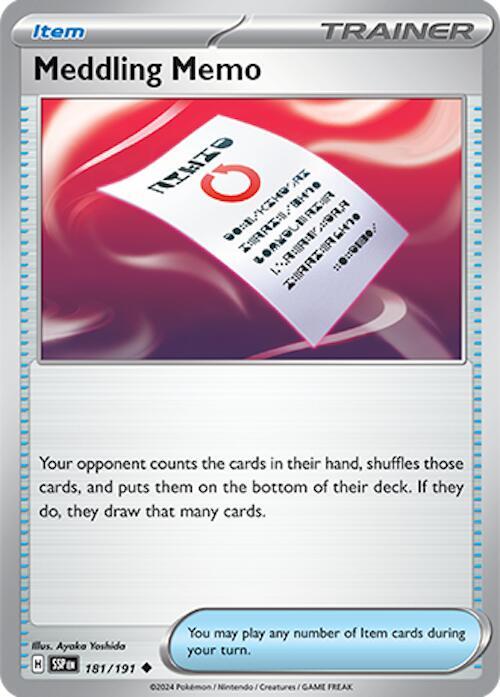 Meddling Memo 181/191 Reverse Holofoil — Surging Sparks Pokémon card