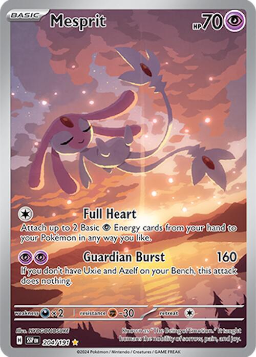 Mesprit 204/191 Holofoil — Surging Sparks Pokémon card
