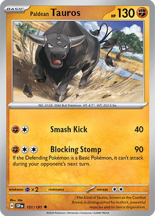 Paldean Tauros 101/191 Reverse Holofoil — Surging Sparks Pokémon card