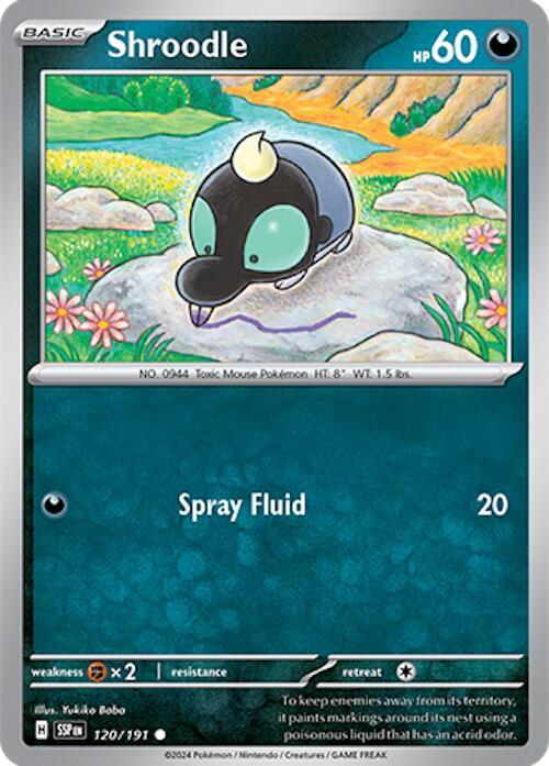 Shroodle 120/191 Reverse Holofoil — Surging Sparks Pokémon card
