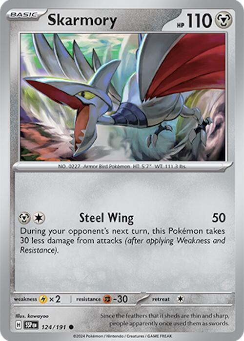 Skarmory 124/191 Reverse Holofoil — Surging Sparks Pokémon card
