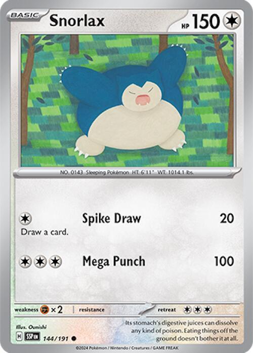 Snorlax 144/191 Reverse Holofoil — Surging Sparks Pokémon card