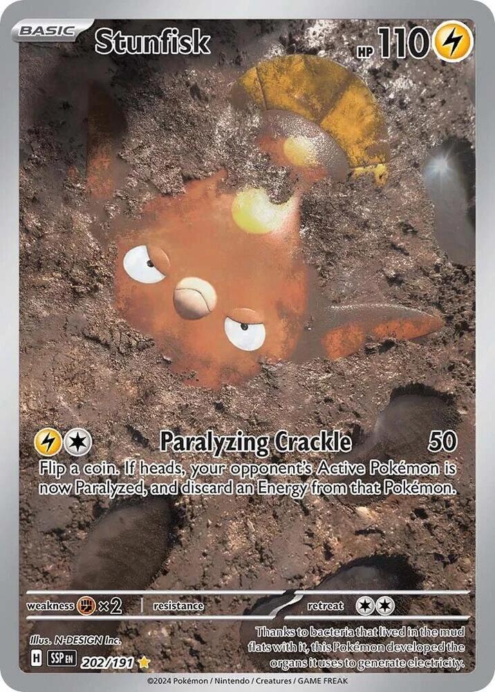 Stunfisk 202/191 Holofoil, Surging Sparks Pokémon card