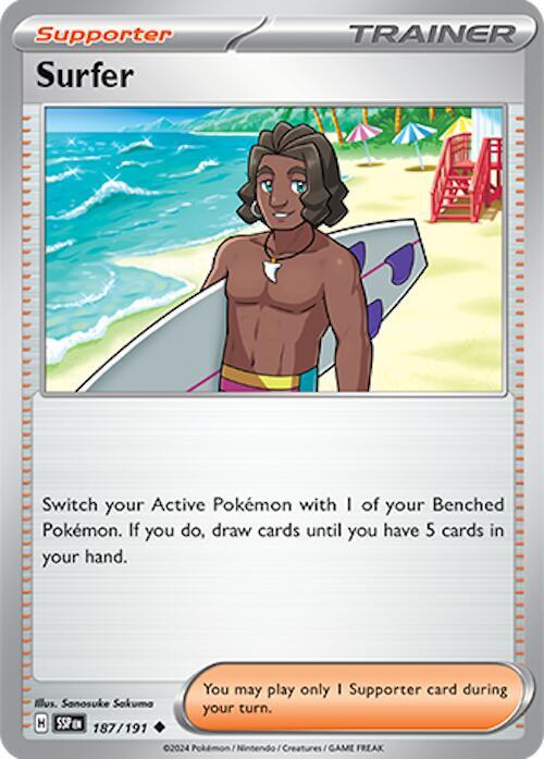 Surfer 187/191 Reverse Holofoil, Surging Sparks Pokémon card