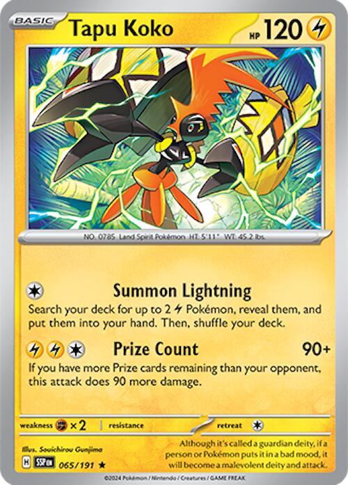 Tapu Koko 065/191 Holofoil, Surging Sparks Pokémon card