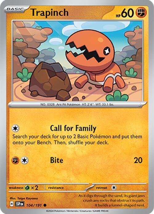 Trapinch 104/191, Surging Sparks Pokémon card