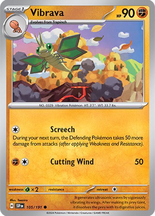Vibrava 105/191 Reverse Holofoil, Surging Sparks Pokémon card