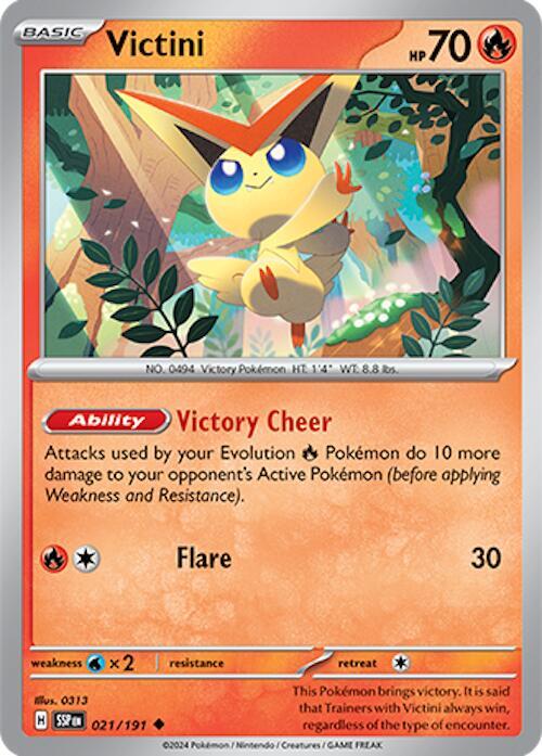 Pokemon - Surging Sparks - Victini - 021/191 - Reverse Holofoil
